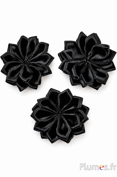 Satinblumen - Ø 3 cm - schwarz